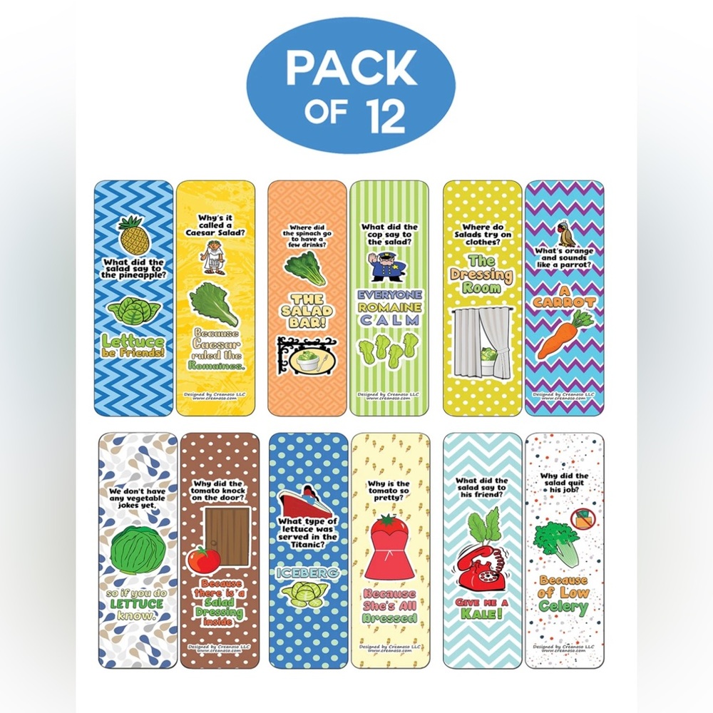 Creanoso Funny Salad Jokes Bookmarks (12-Pack)